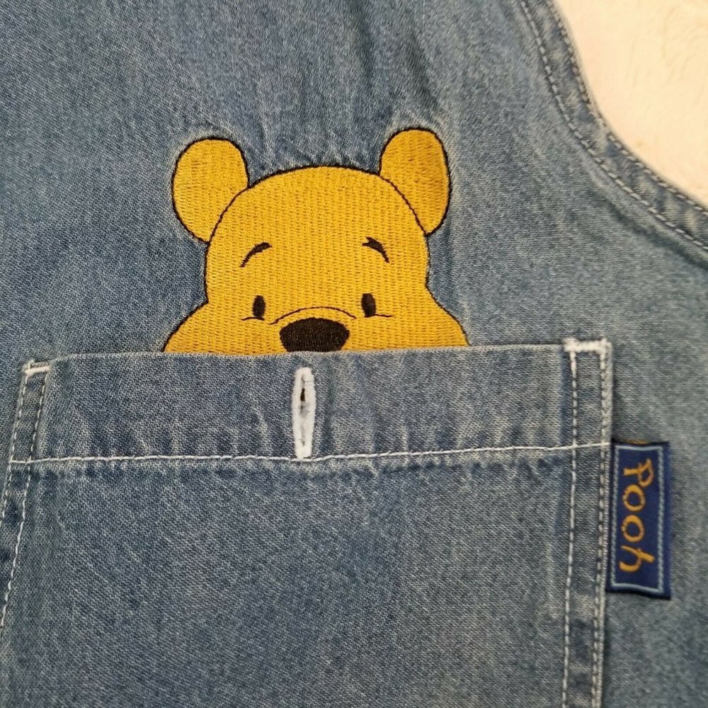 Vintage 90s Womens Winnie The Pooh Denim Chambray Sleeveless Buttonup Shirt LG - Picture 3 of 12